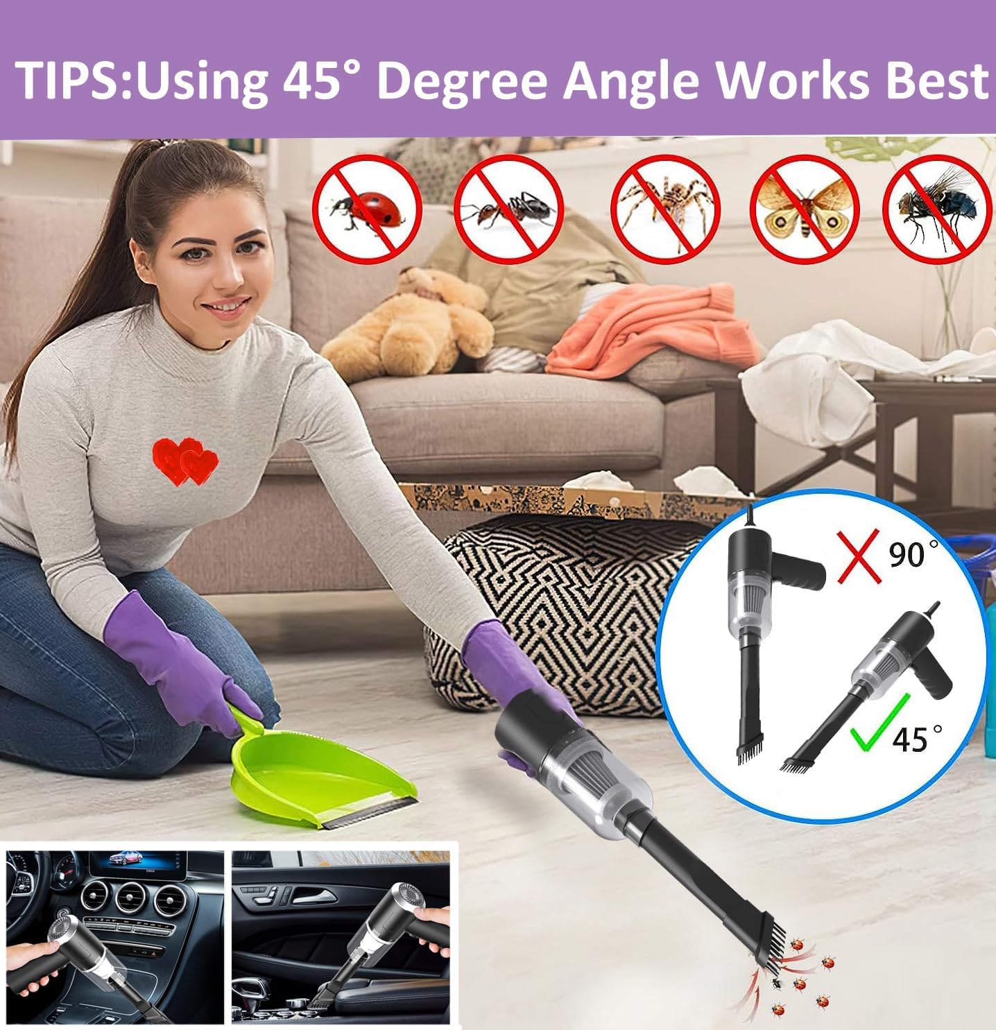 Portable Wireless Handheld Vacuum Cleaner for Car, Home & Office Cleaning